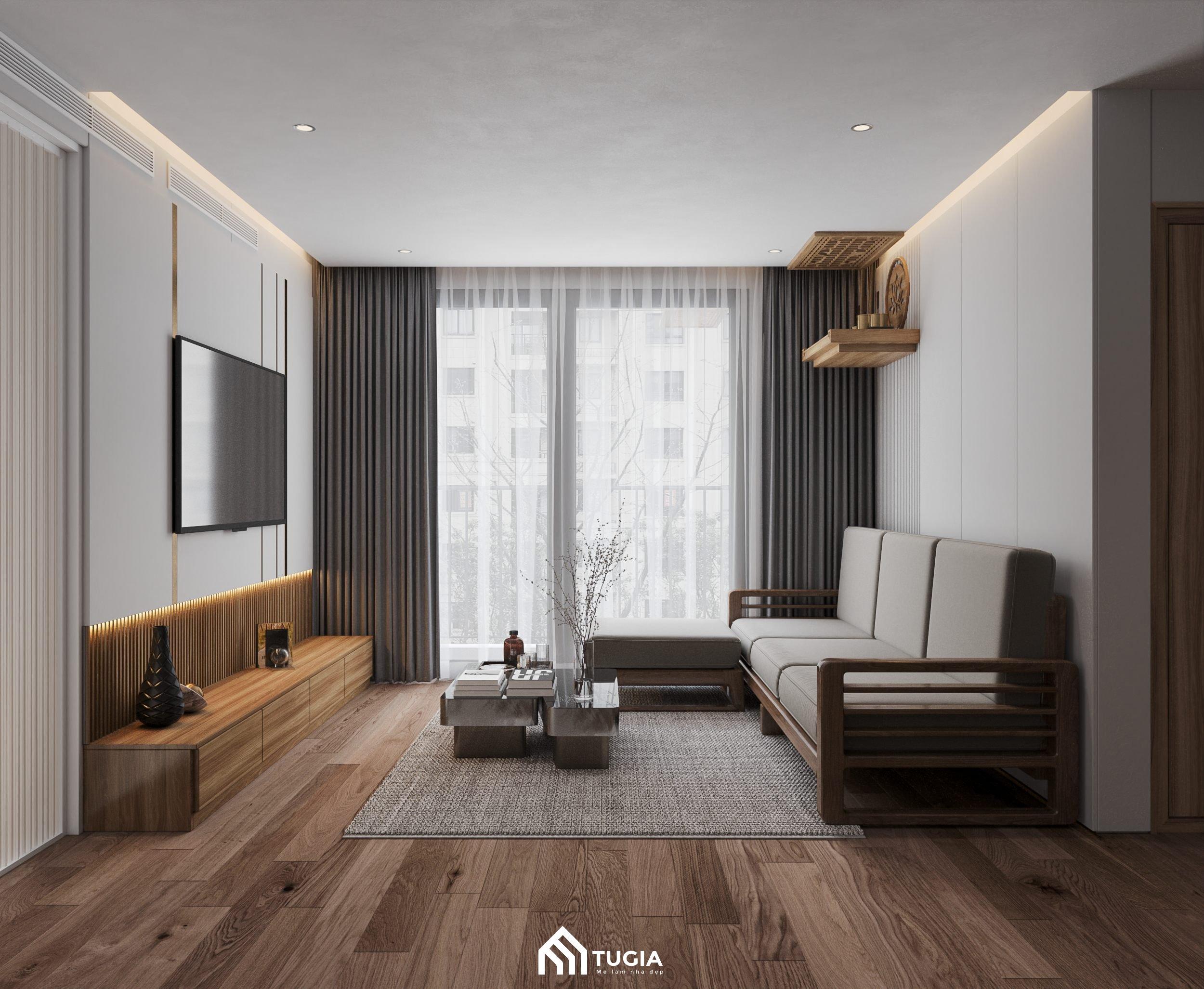Mẫu phòng khách chung cư nhỏ cần ưu tiên bố cục gọn và sáng