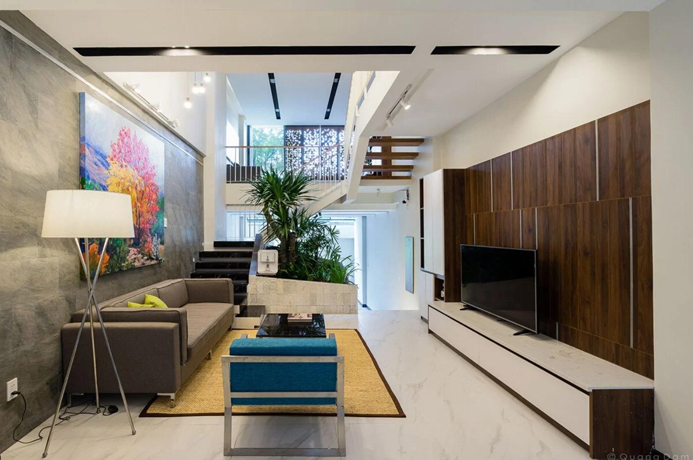 Decor phòng khách nhà ống đẹp đơn giản, tối ưu diện tích (nguồn: sưu tầm)