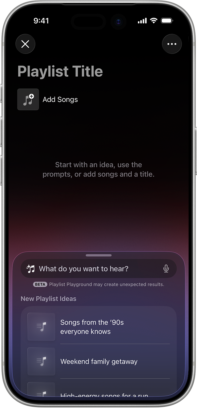 Trình chỉnh sửa Playlist Playground trên Apple Music với thanh tìm kiếm bài hát