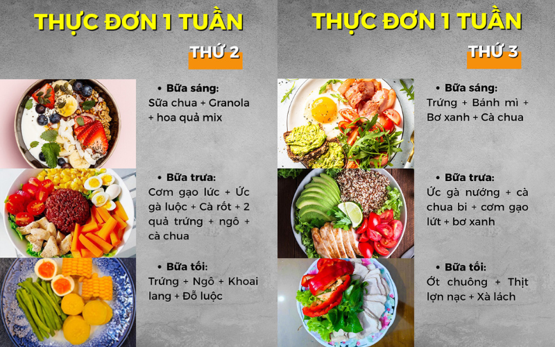 Thực đơn giảm cân ngày 2 và 3