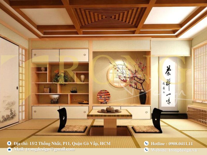 Mẫu thiết kế phòng khách phong cách Nhật