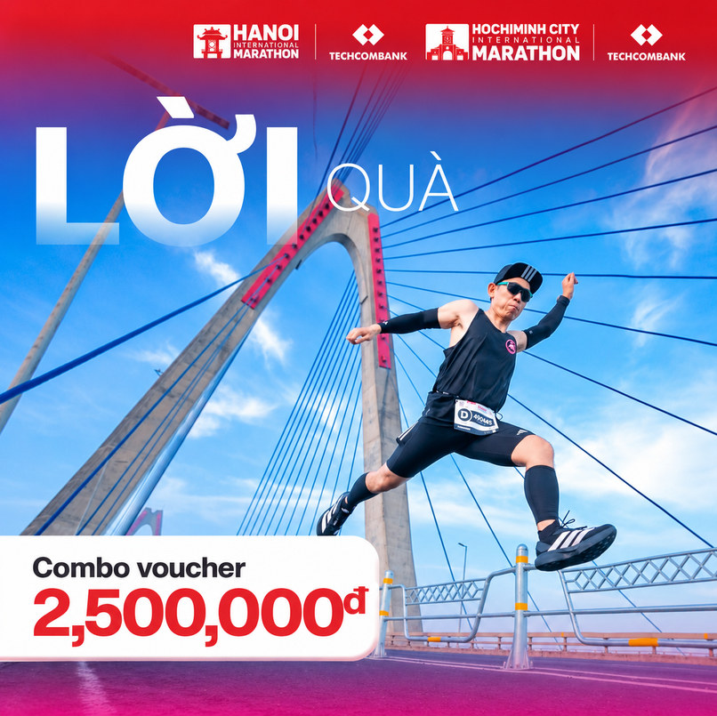 Mua vé giải chạy Techcombank trên app Techcombank OneU để nhận quà tặng lên đến 2.500.000 VND