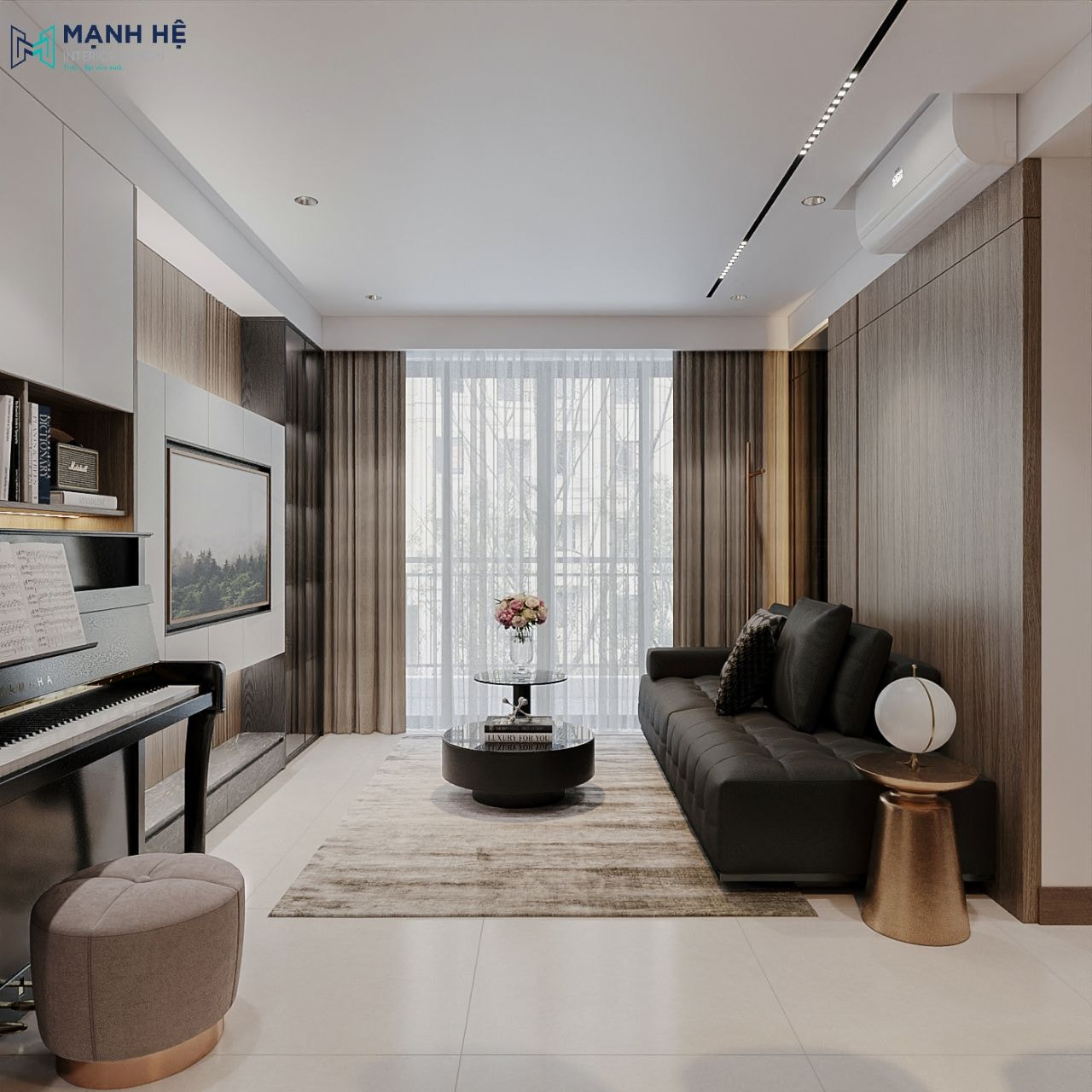 Thiết kế nội thất phòng khách đẹp đơn giản theo xu hướng mở