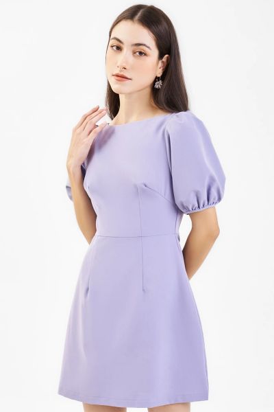 Đầm chữ A tay phồng cổ thuyền