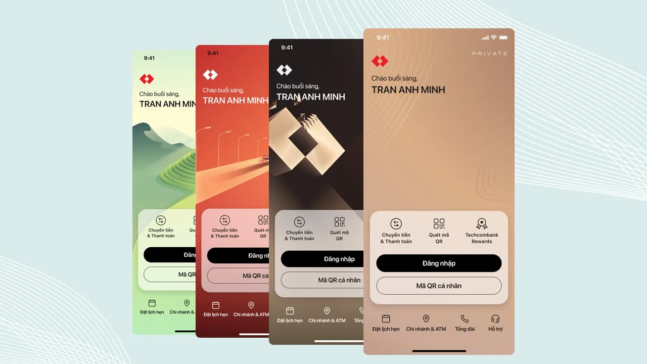 Giao diện cá nhân hóa của Techcombank Mobile giúp người dùng nhìn thấy thông tin quan trọng rõ hơn