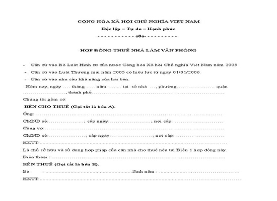 Hợp đồng thuê căn hộ chung cư