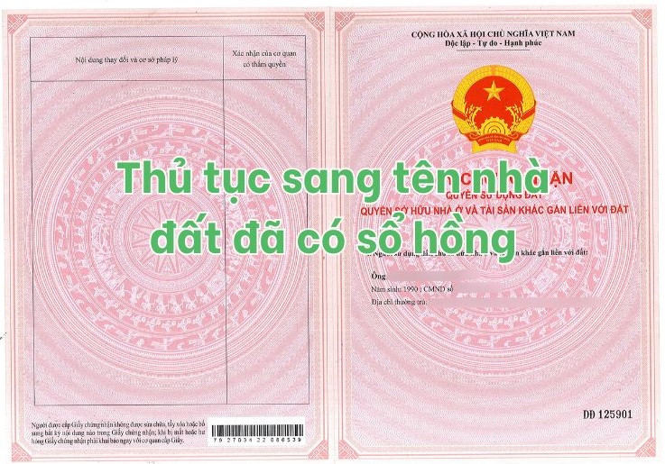 Thủ tục sang tên sổ hồng