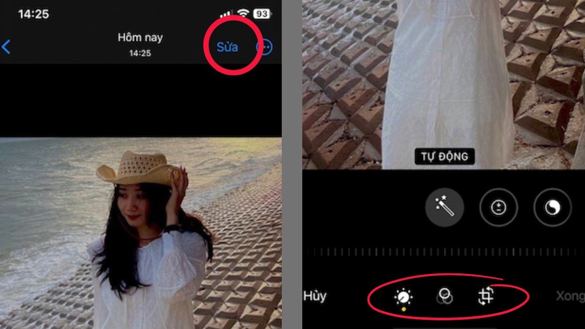 Giao diện chỉnh sửa ảnh mặc định của iOS