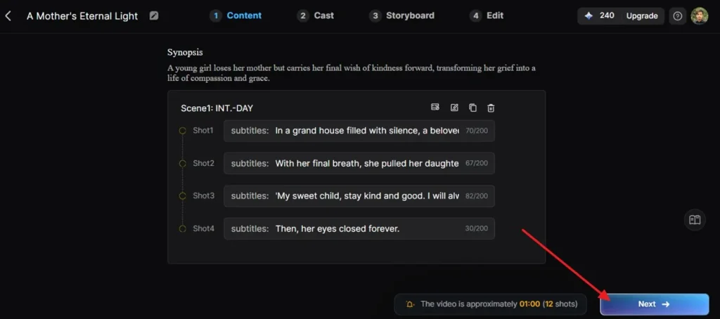 Xem lại cảnh video đã được tạo