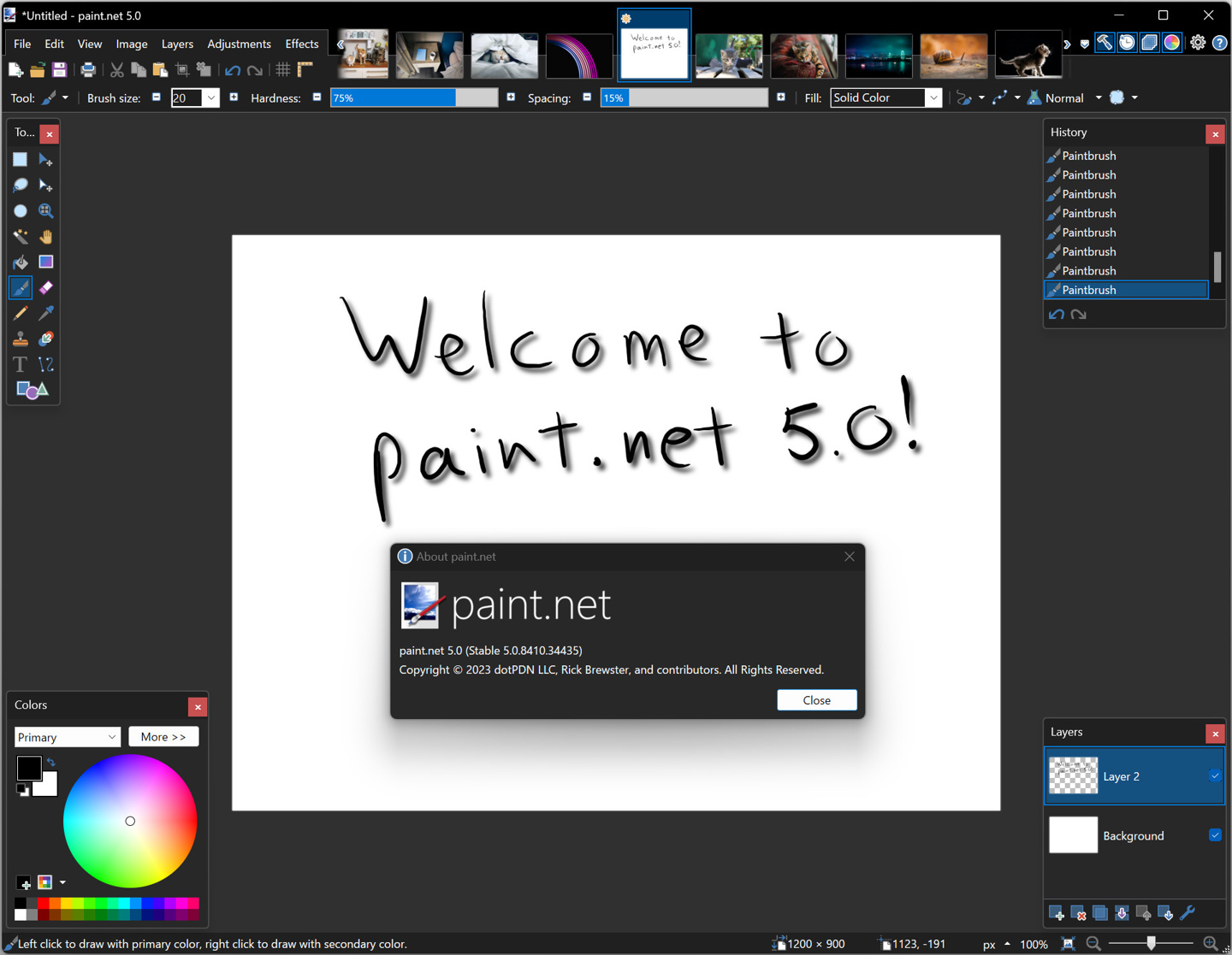 Paint.NET với các layer và hiệu ứng