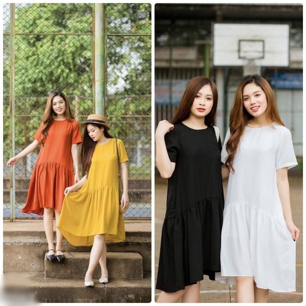 Váy suông ngắn trên gối