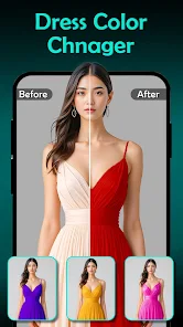 Ảnh chụp màn hình ứng dụng chỉnh màu trang phục bằng AI