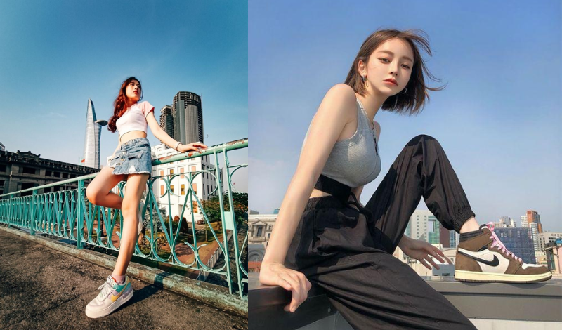 Minh họa góc chụp dọc giúp kéo dài tỷ lệ cơ thể trong nhiếp ảnh thời trang