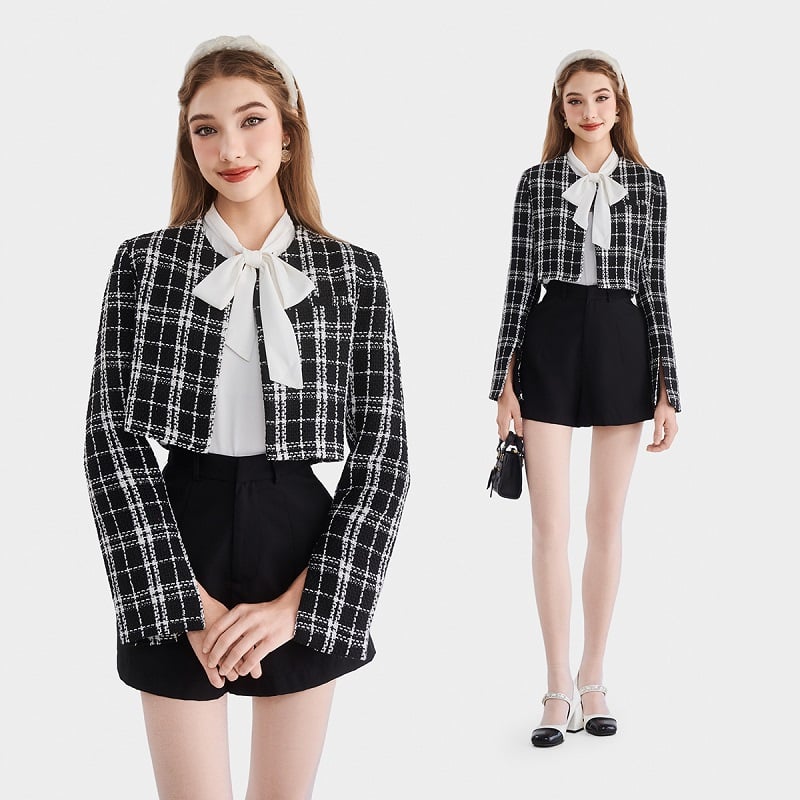 Mix match trang phục với áo khoác tweed