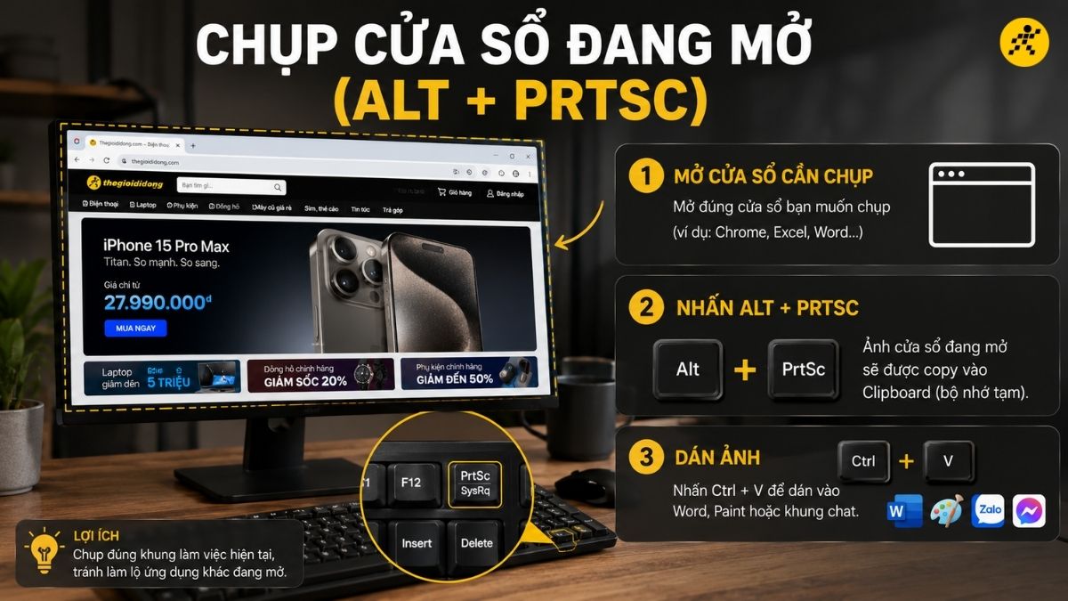 Chụp cửa sổ đang mở (Alt + PrtSc)