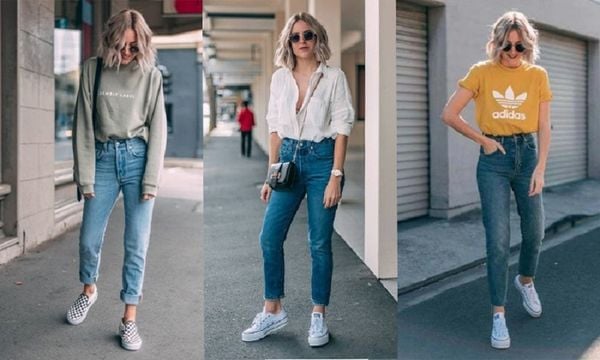 Phối áo thun với quần jean skinny đem lại sự năng động