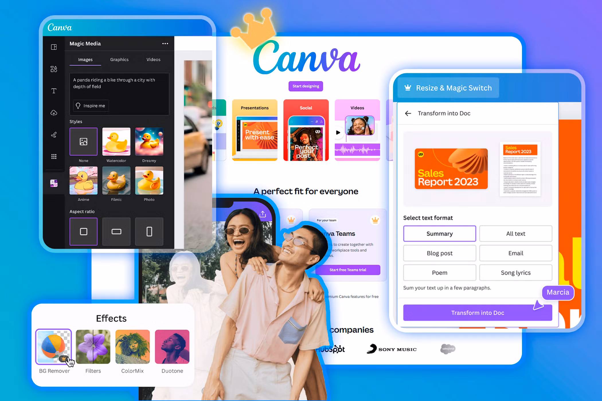 Giao diện Canva Magic Studio với các công cụ AI chỉnh ảnh