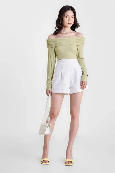 Quần short nữ ống rộng cạp cao