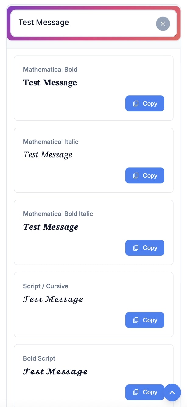 Ảnh ghép hiển thị các font chữ in nghiêng, in đậm, gothic, bong bóng và glitch.