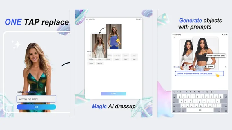 Giao diện ứng dụng Photo Leaper hỗ trợ thay đổi quần áo bằng AI trên iPhone