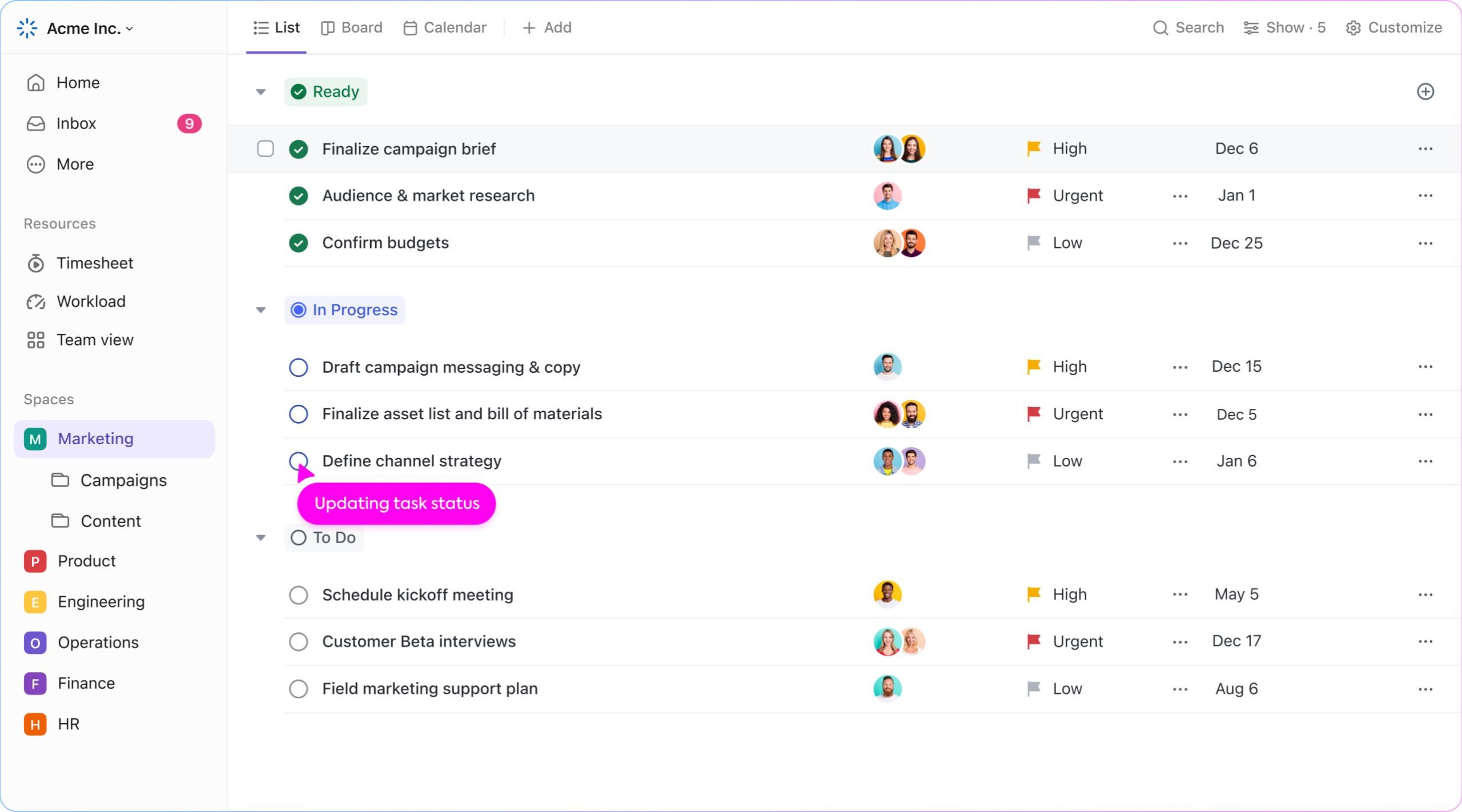 ClickUp ứng dụng lập kế hoạch