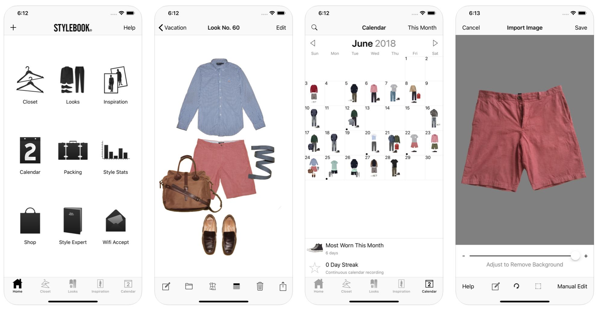 Giao diện ứng dụng Stylebook Men