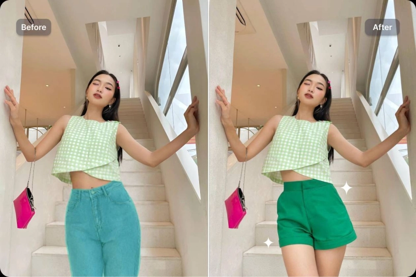 Giao diện trải nghiệm thử quần áo bằng AI trên ứng dụng Fitroom