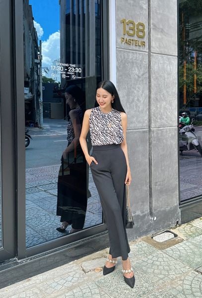 Quần ống suông áo sơ mi zebra
