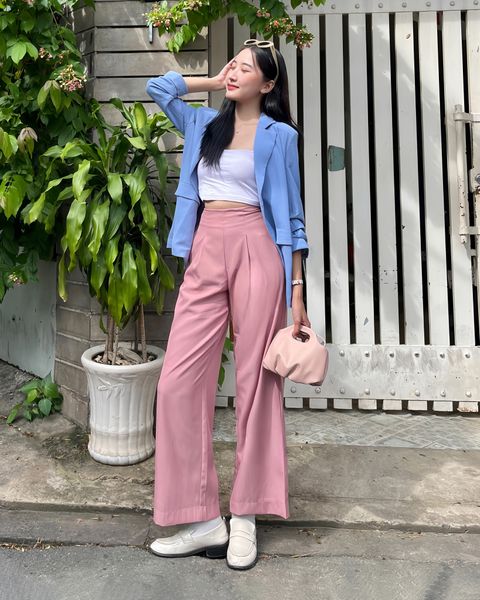 Phối quần ống suông năng động