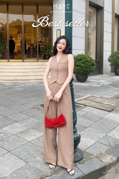 Áo gile form ôm cài nút bọc