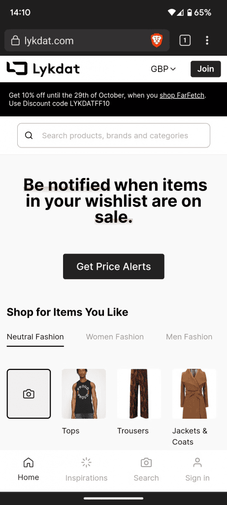 Ứng dụng Amazon StyleSnap hiển thị kết quả tìm kiếm trang phục