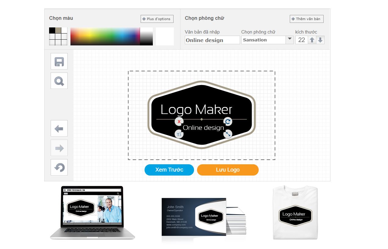Giao diện LogoMaker với tính năng AI-powered logo generation