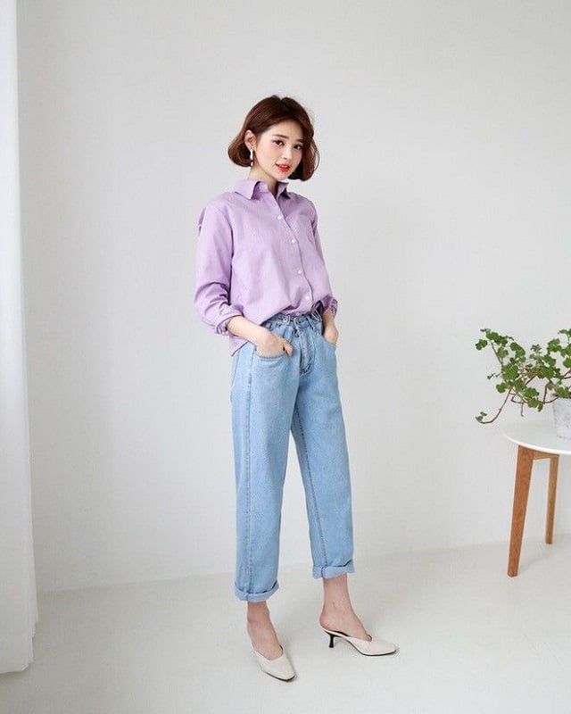 Quần xanh ngọc phối áo pastel