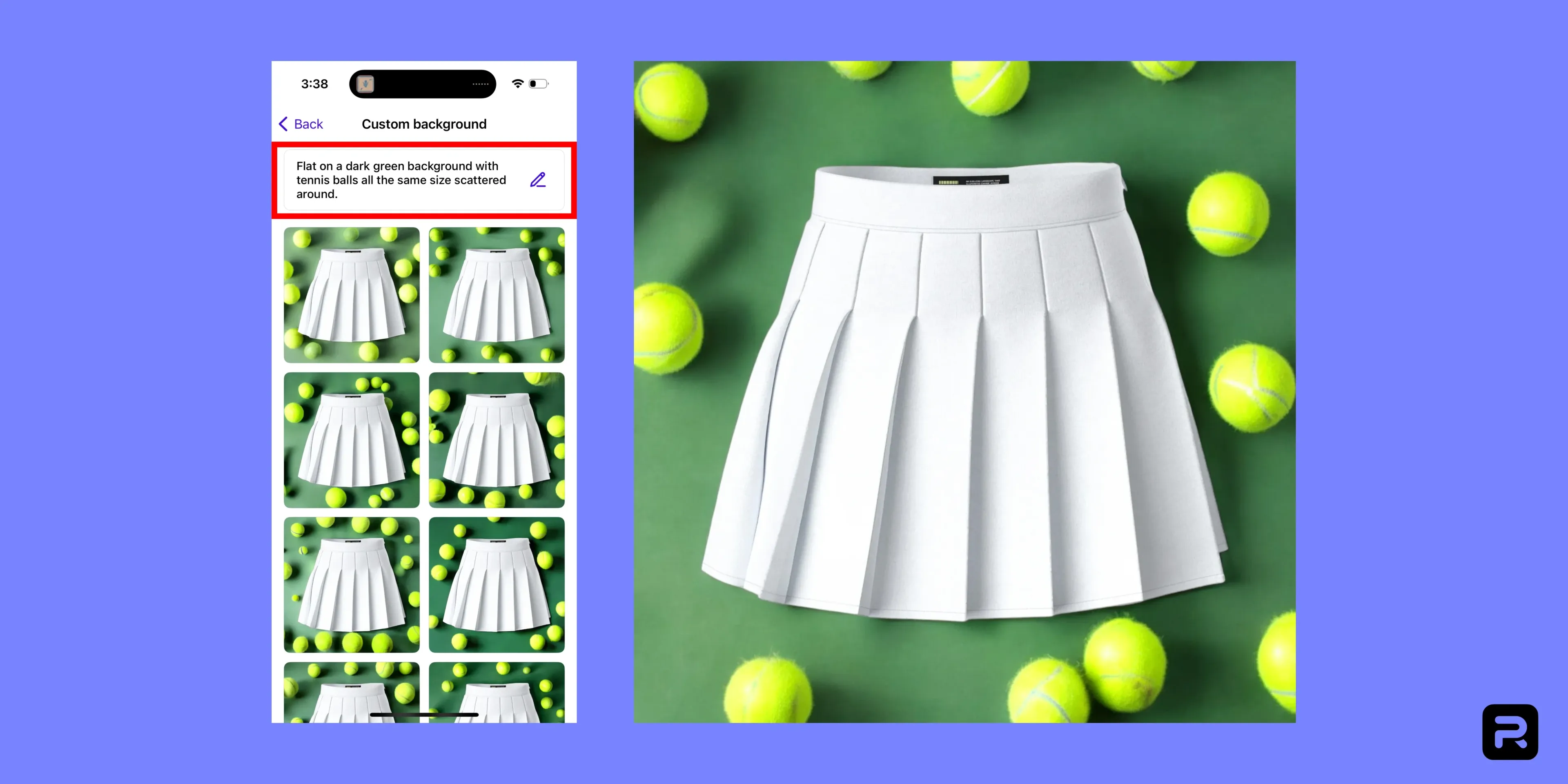 Váy tennis với props tạo context