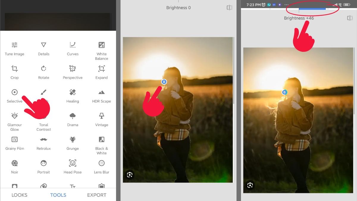 Áp dụng công cụ chọn lọc trên Snapseed