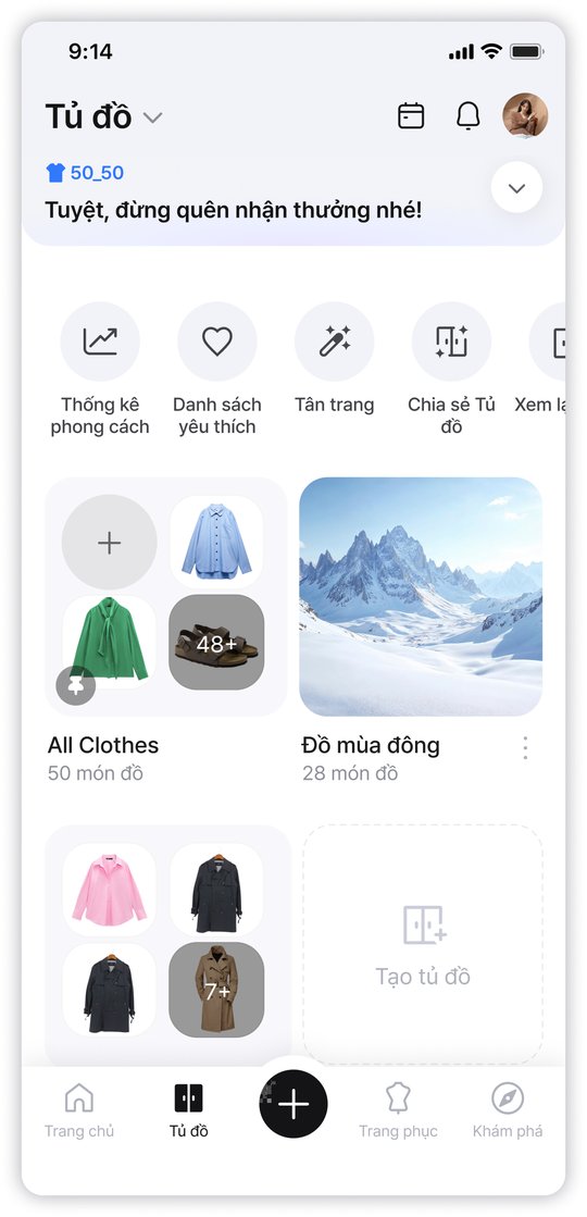 Tủ đồ số của bạn trên Acloset