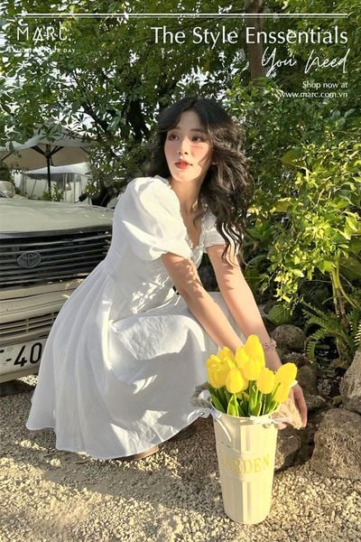 Đầm kiểu tay bồng nữ tính