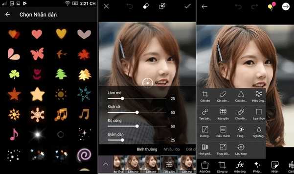thêm hiệu ứng trên picsart