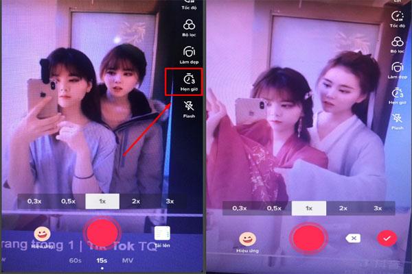 Đặt hẹn giờ để quay clip