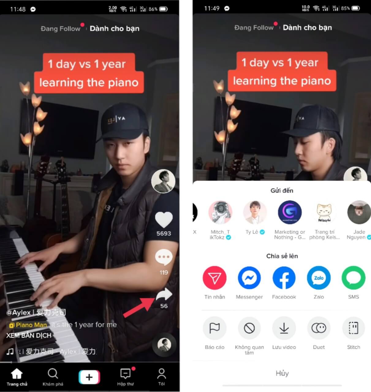 Cách chia sẻ video tik tok lên các mạng xã hội