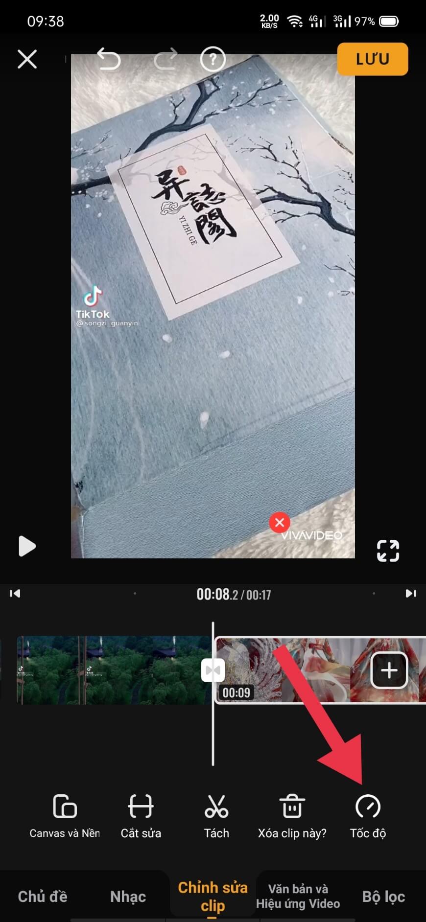 Điều chỉnh tốc độ cho video tik tok biến hình