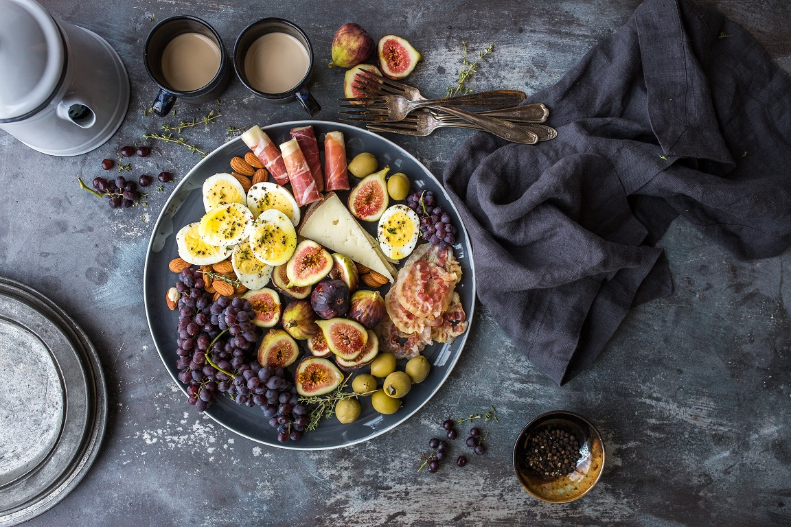 Ảnh chụp đồ ăn theo concept flatlay