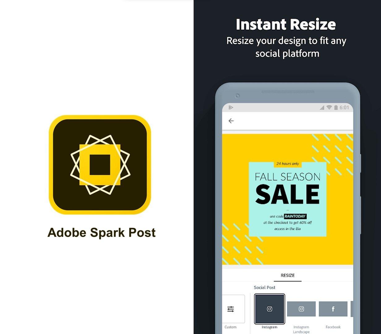 Giao diện của Adobe Spark Post