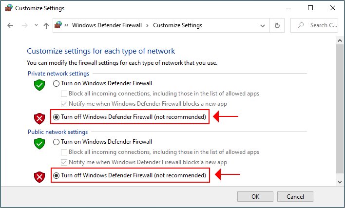 Tạm thời vô hiệu hóa Firewall của bạn để khắc phục tình trạng Laptop không hiện Wifi