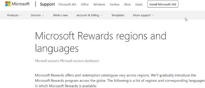 Xem thử Microsoft Rewards ở quốc gia bạn có được hỗ trợ