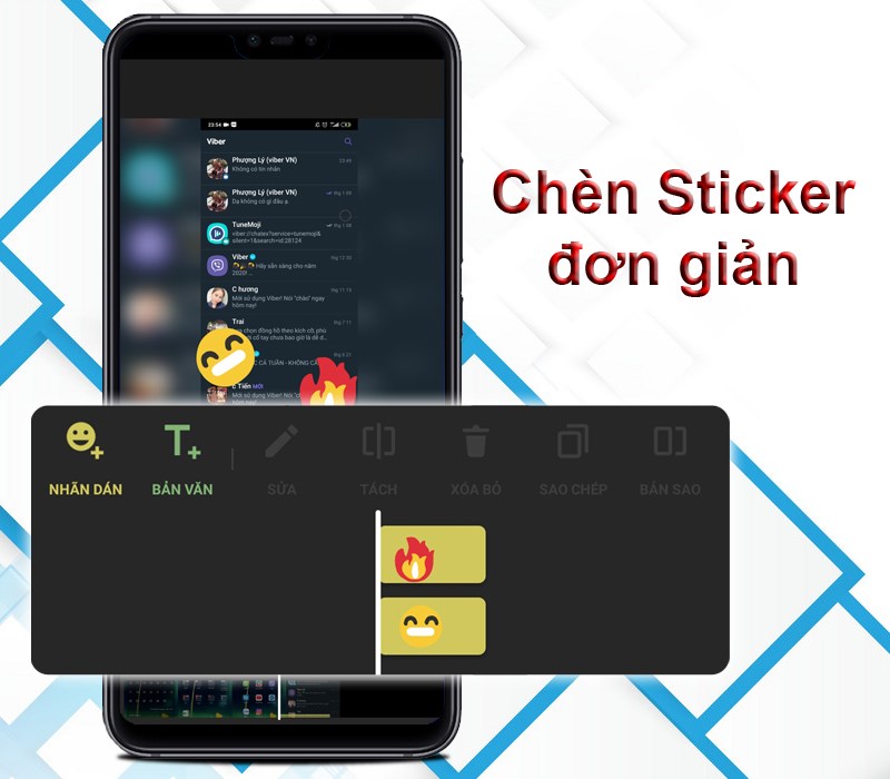 Bộ sticker ấn tượng được tích hợp sẵn trên Inshot