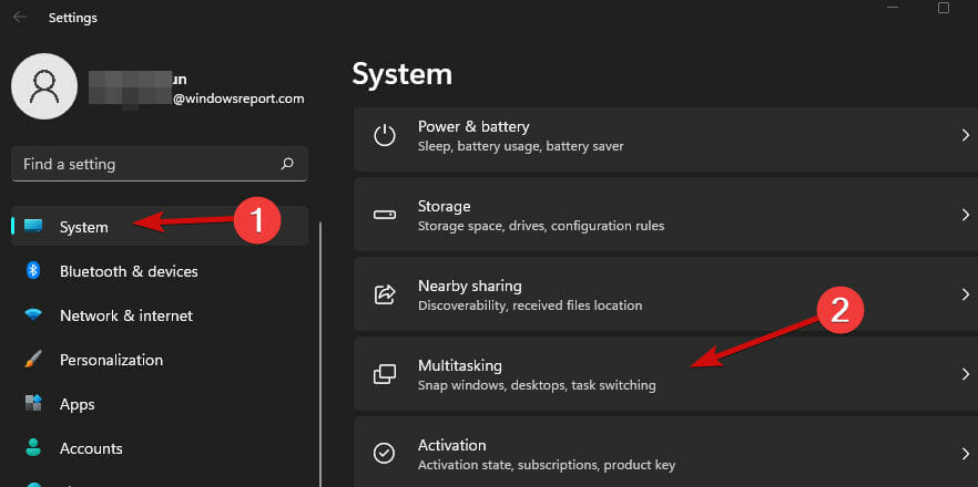 Vào System > Multitasking để định cấu hình cài đặt alt-tab