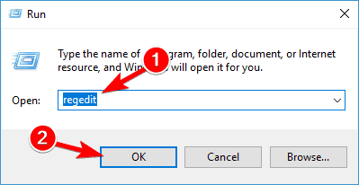Vào hộp thoại Run > nhập registry > Nhấn OK