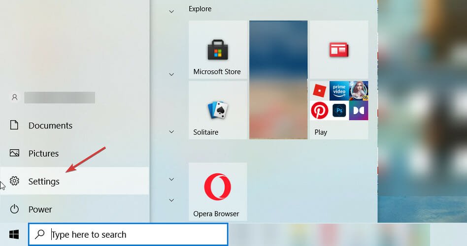 Nhấn Start > Settings