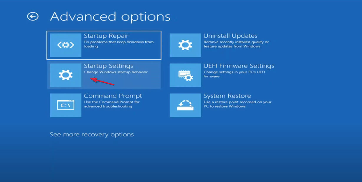Chọn Startup Settings > nhấn nút Restart